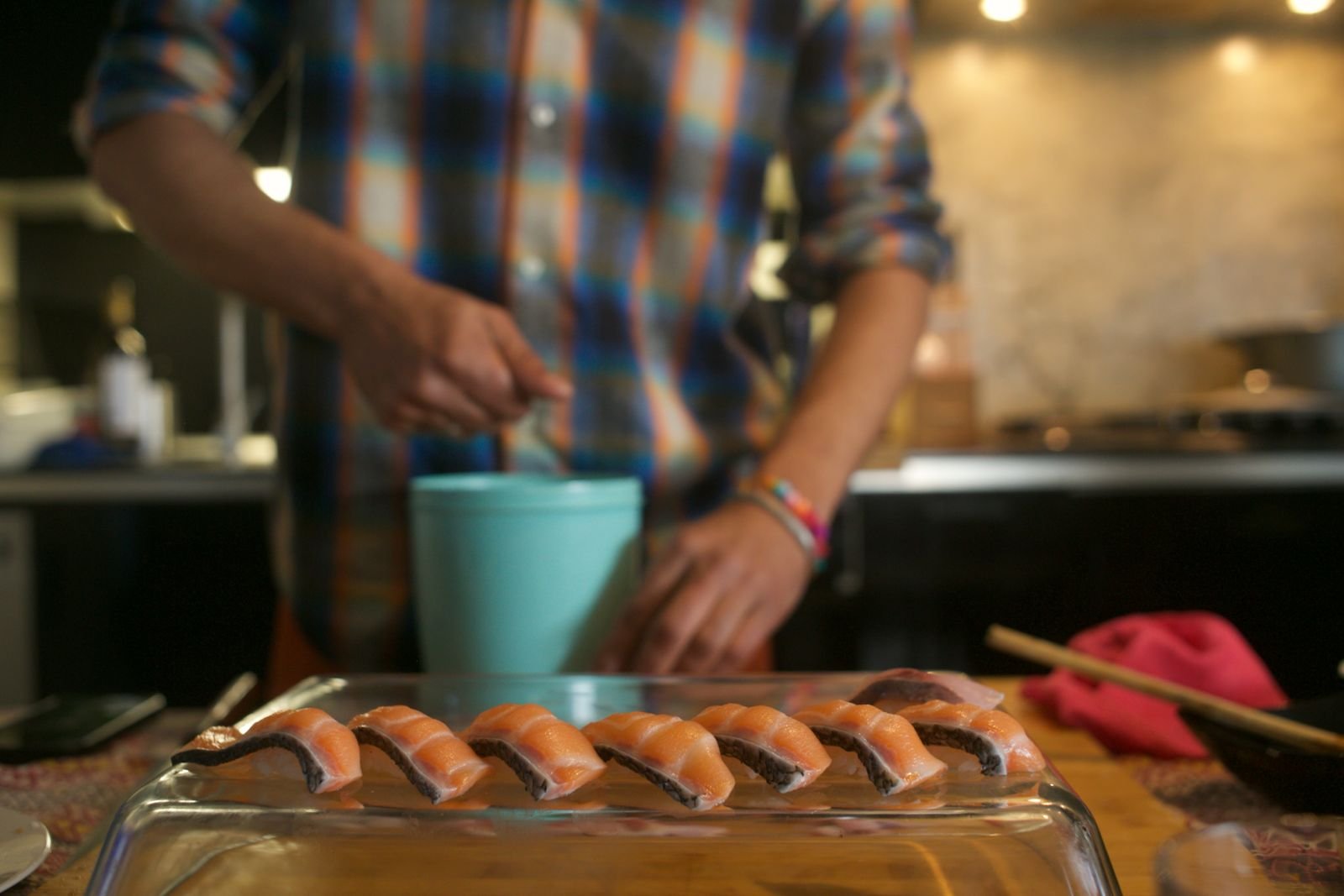 Chef Jaime de Carvalho teaching traditional sushi making techniques during professional Japanese cuisine workshop Lisbon