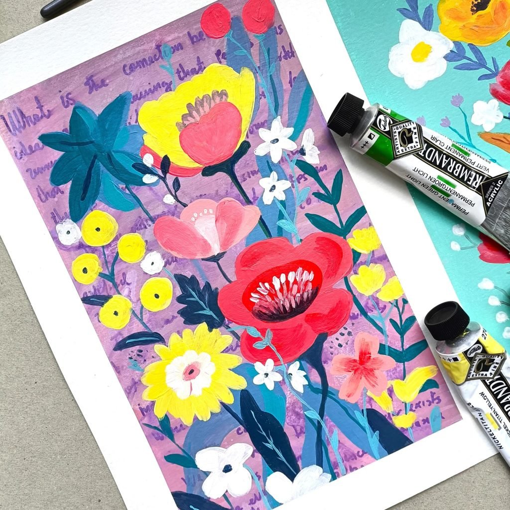 Anniversary celebration workshops floral painting couples creating vibrant artwork Meet Art Studio Lisbon