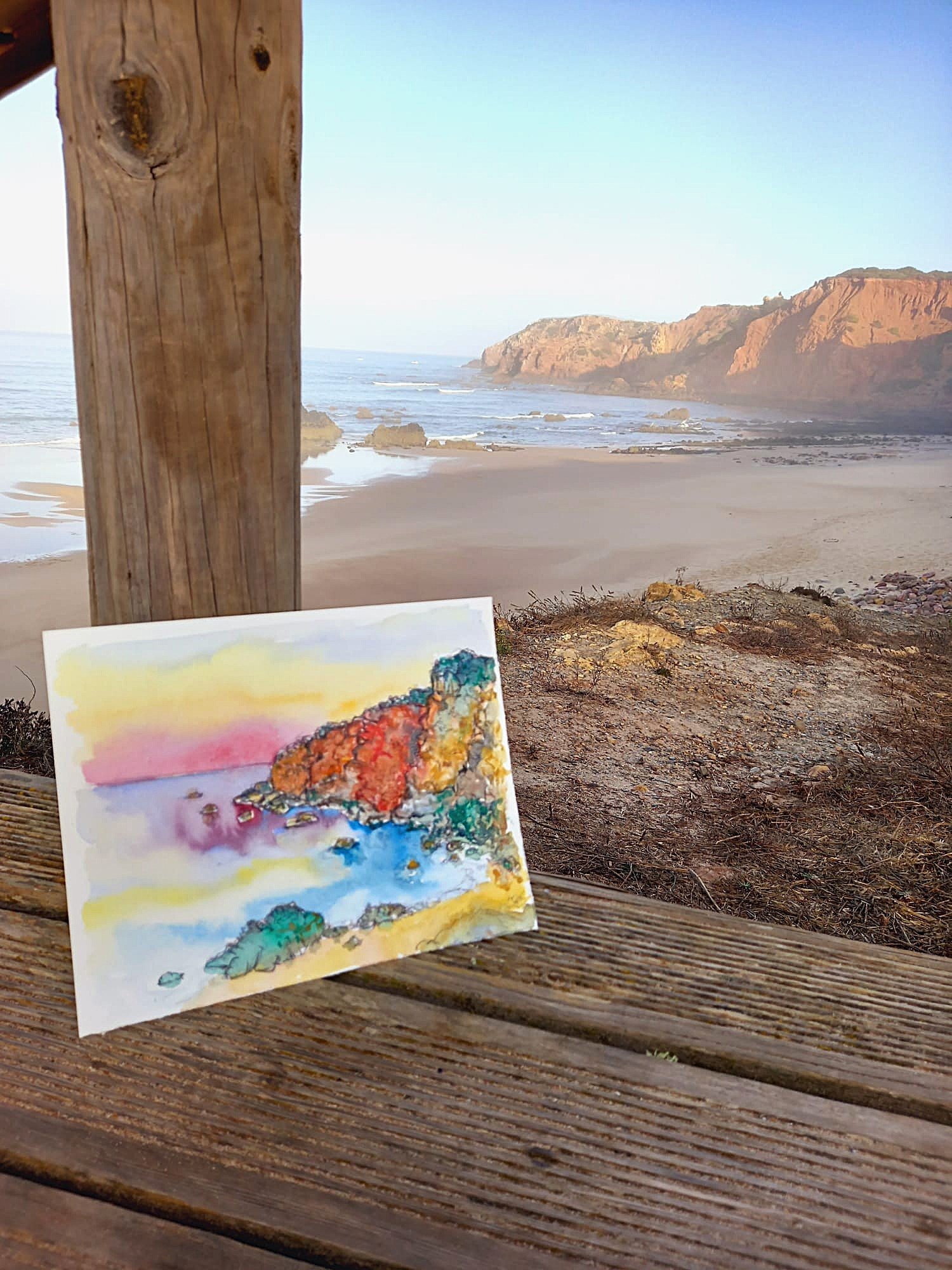Galeria Sunrise Watercolour Painting at Armação de Pêra 2