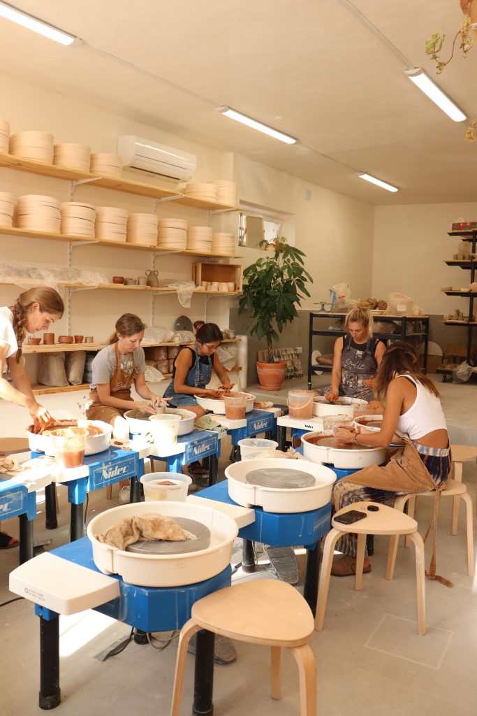Workshops Ericeira wheel throwing ceramics evening group session pottery beginners