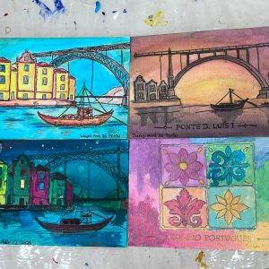 Porto Postcard Watercolor Painting Workshop with Port Wine